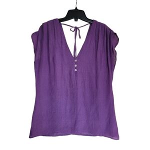 Le Chateau Purple V-neck Top Size Medium